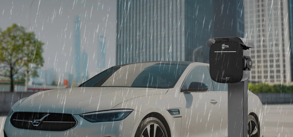 IP65 and IK10 Rated EV Chargers in various power ratings - 7kW, 11kW, 22kW, 44kW - designed for UK homes and businesses."