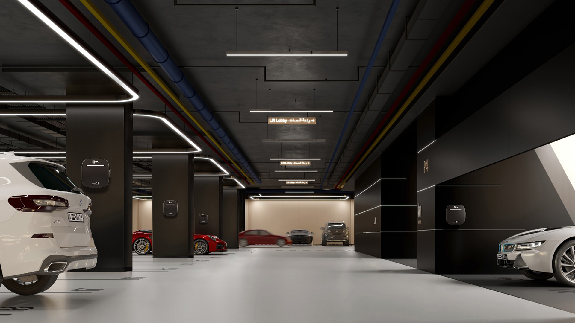 CITA Smart 7kW AC charger mounted on wall with cable holder