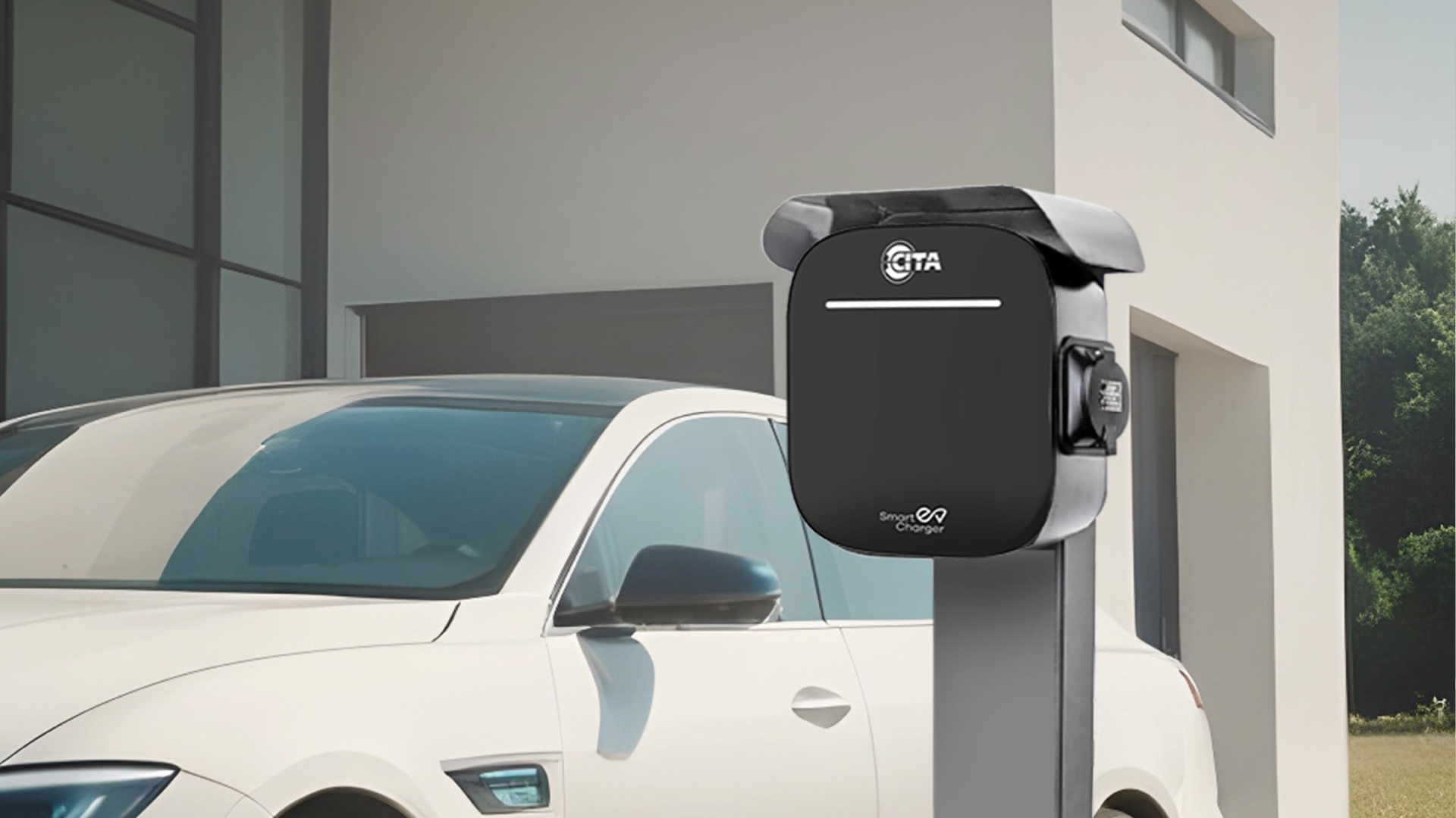 CITA Smart 7kW wall box charger in modern driveway